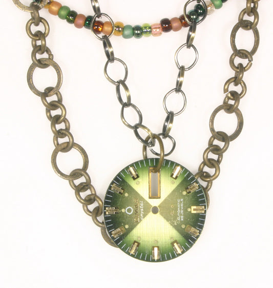 "Clock Me" Brass Necklace