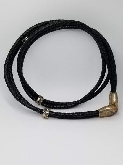 "Rope 'em Up" Black Leather Necklace