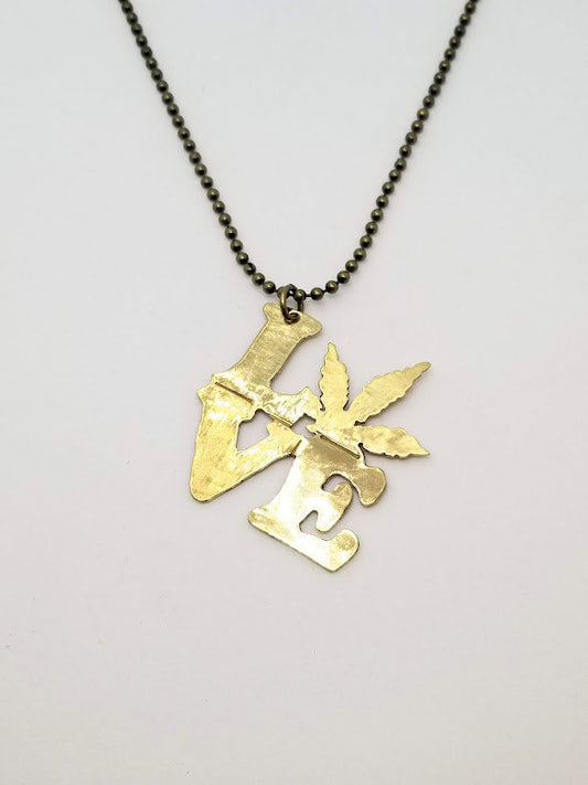 "LOVE" Hemp Brass Necklace