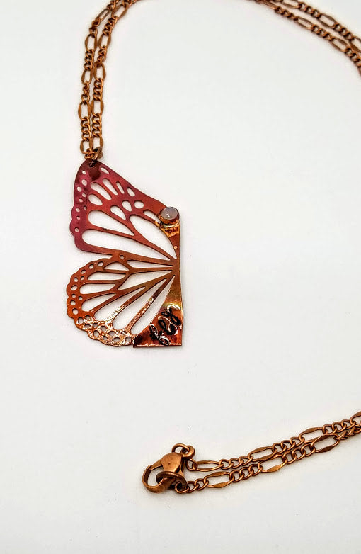 "Fly" Labradorite Butterfly Wing Copper Necklace