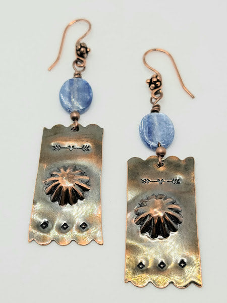 "Boho Coolness" Kyanite Copper Earrings