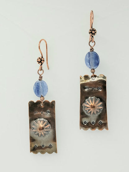 "Boho Coolness" Kyanite Copper Earrings
